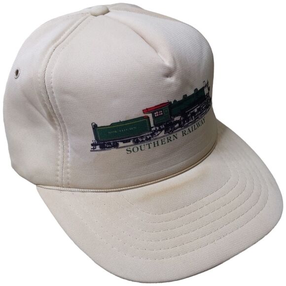 Vintage Tan Southern Railway Truckers Hat Cap with Cord - Mens - Adjustable B - Picture 1 of 10